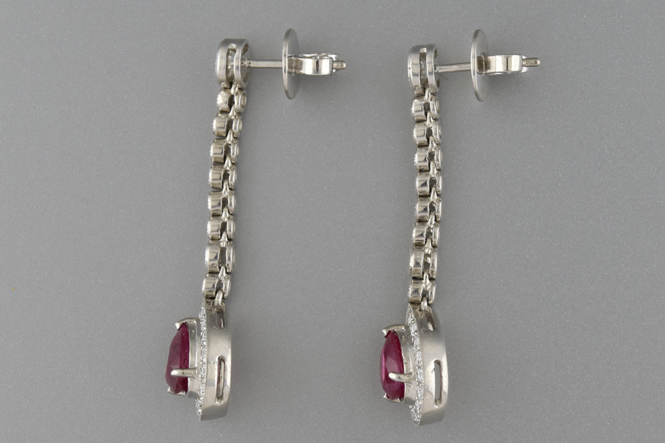 Ruby and Diamond Dangle Earrings