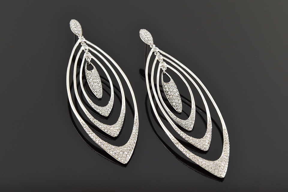 Long Loops Diamond Dangle Earrings