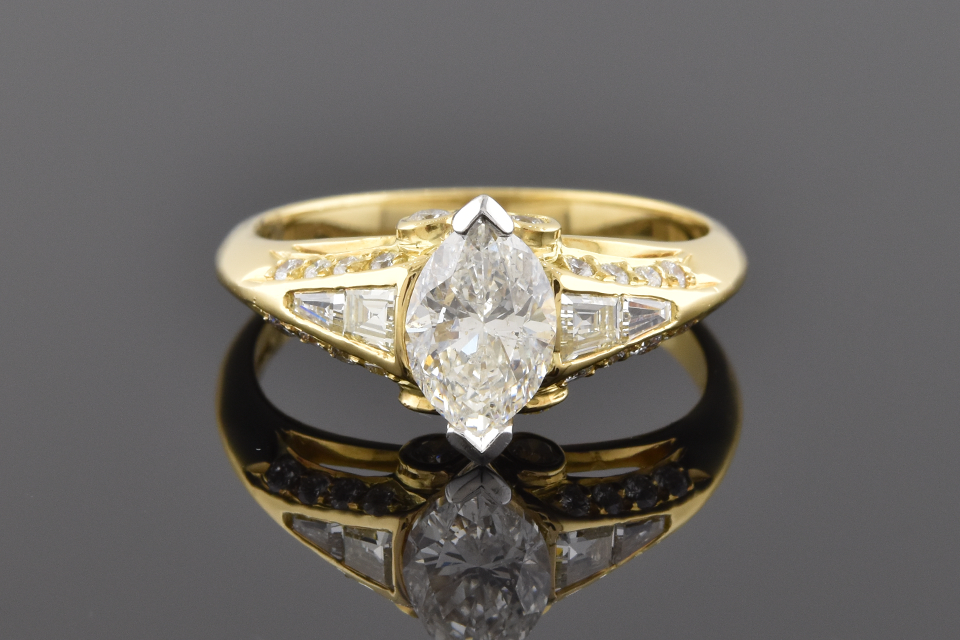 English Made Ring With A Marquise Diamond