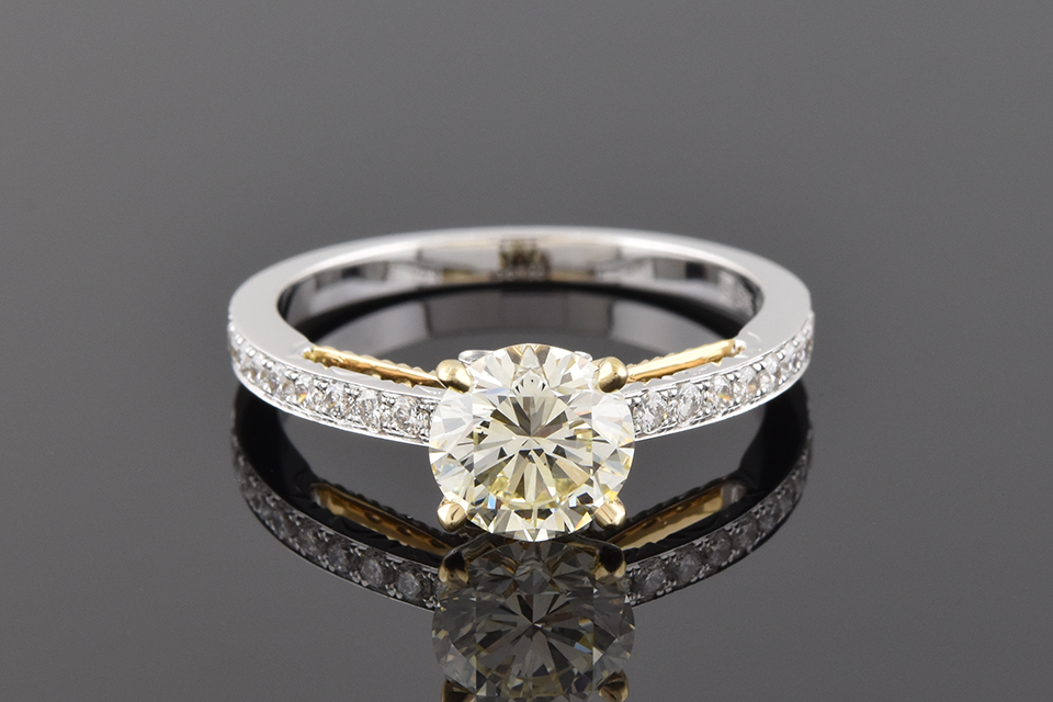 Two Toned Diamond Engagement Ring