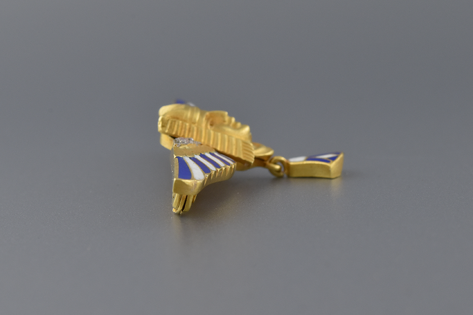 Enamel &amp; Diamond Egyptian Revival Brooch