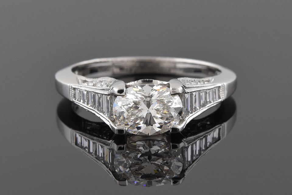 East West Set Oval Diamond in a Tacori Ring