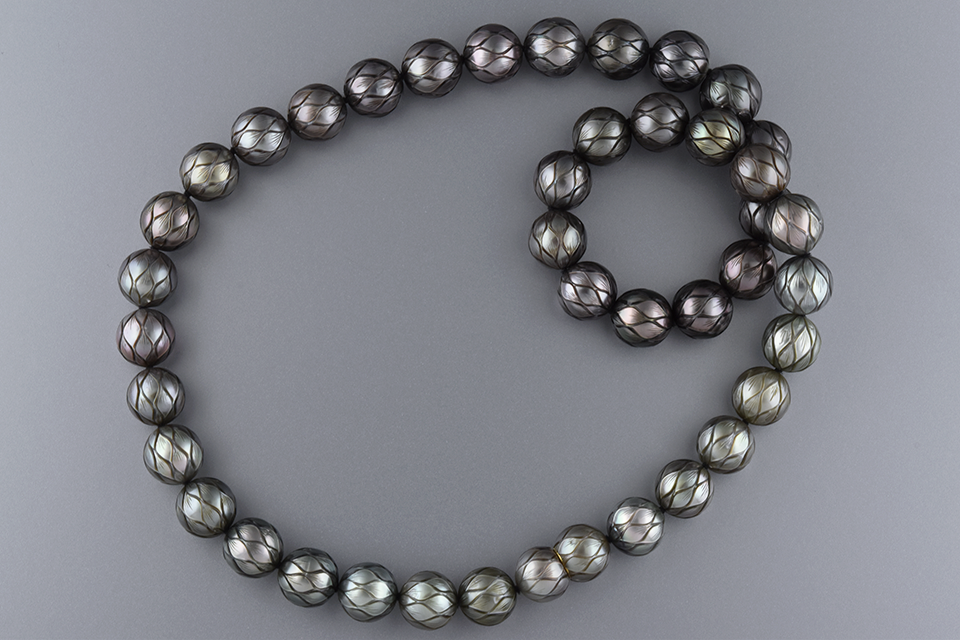 Carved Strand Of Galatea Tahitian Pearls