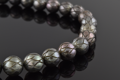 Carved Strand Of Tahitian Pearls