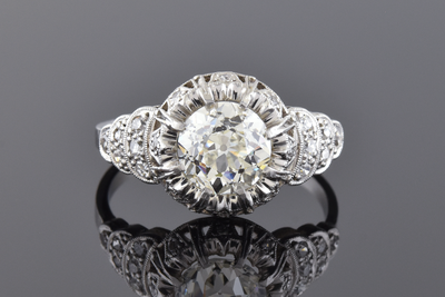 Art Deco Diamond Ring With Tulip Design Halo Art Deco Diamond Ring With Tulip Design Halo