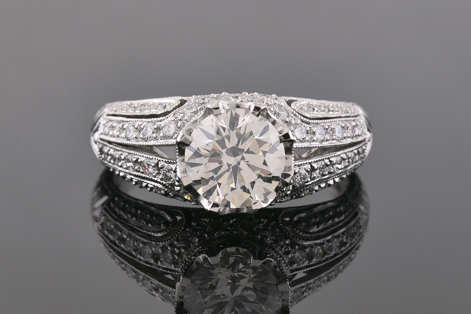 Art Deco Inspired Modern Diamond Engagement Ring