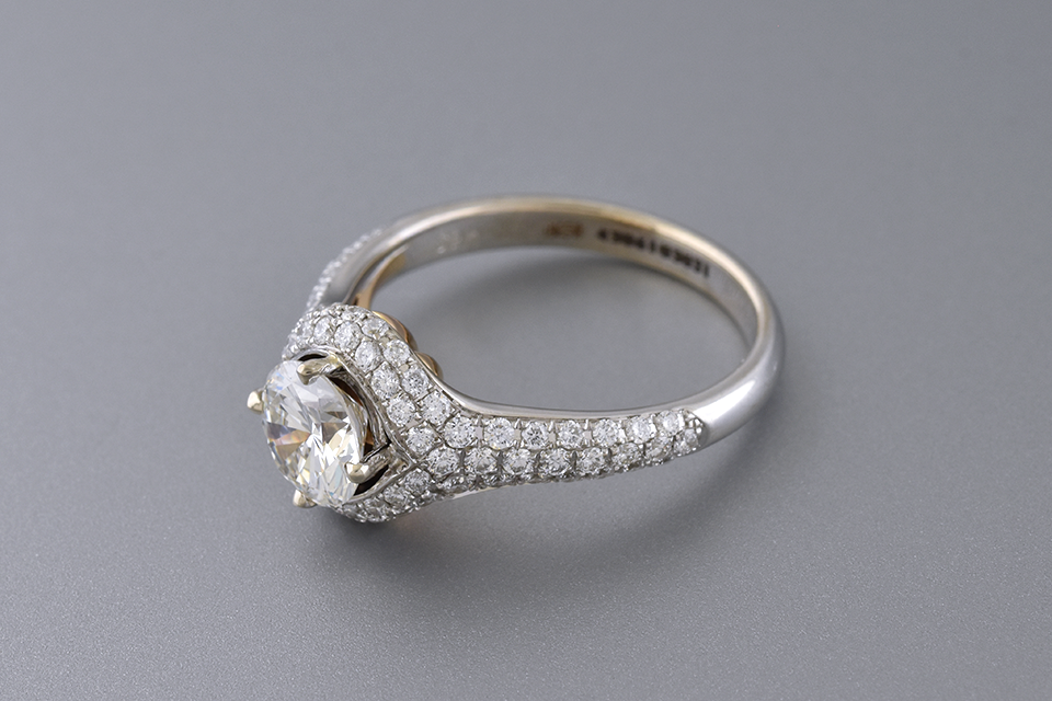 Pavé Diamond Engagement Ring with Rose Gold Accents