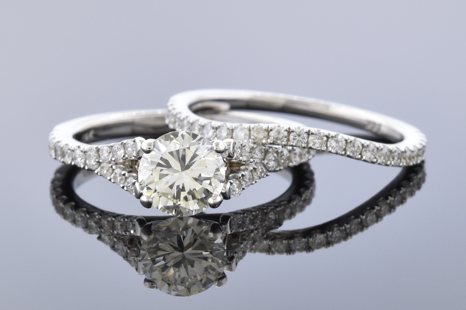 Split Shank Diamond Engagement Ring with Matching Band