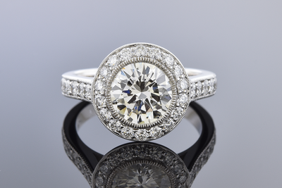 Diamond Halo Engagement Ring with a 1.59 Carat Diamond
