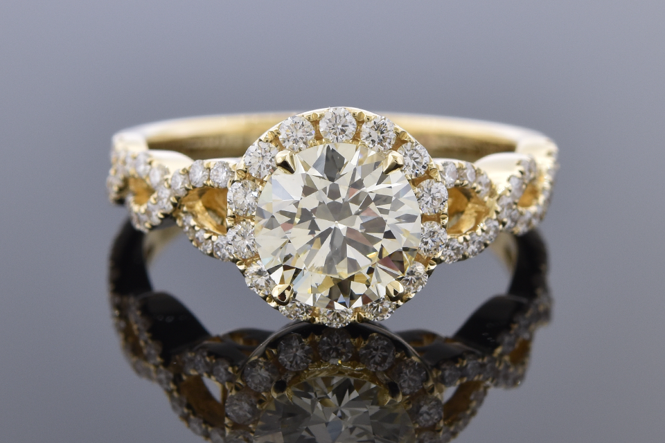 Halo Diamond Engagement Ring with a Twist