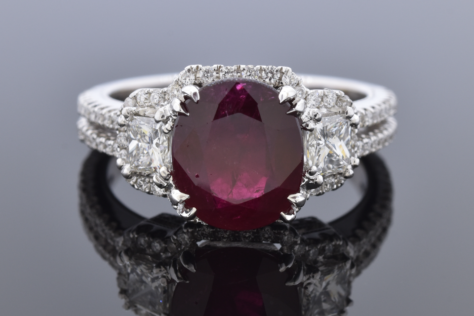 Rich Red 2.57 Carat Ruby Ring by Simon G.