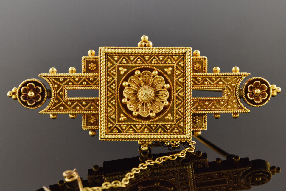 Rectangular Etruscan Revival Brooch