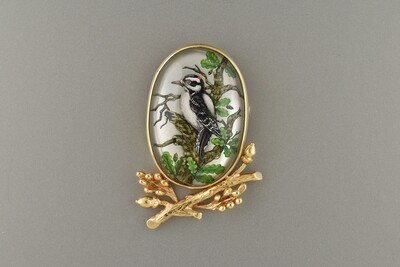Reverse Crystal Bird Brooch