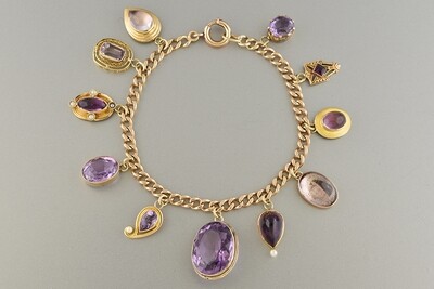 Amethyst Stick Pin Conversion Charm Bracelet