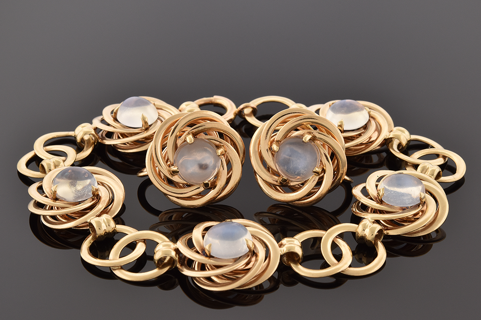 Moonstone Bracelet &amp; Earring Suite by F&amp;F Felger