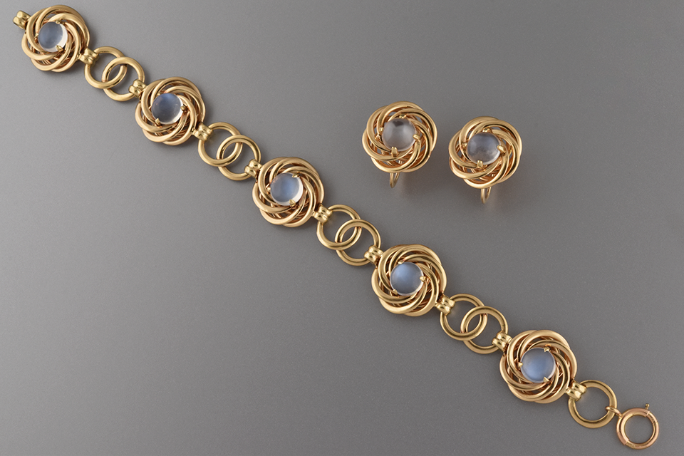 Moonstone Bracelet &amp; Earring Suite by F&amp;F Felger