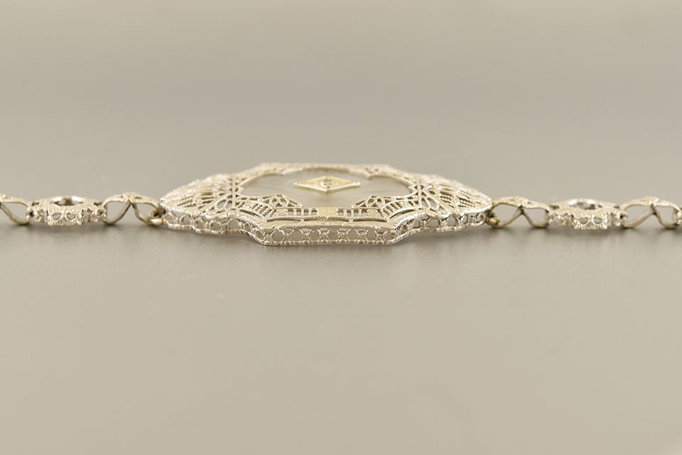 Rock Crystal &amp; Diamond Filigree Bracelet