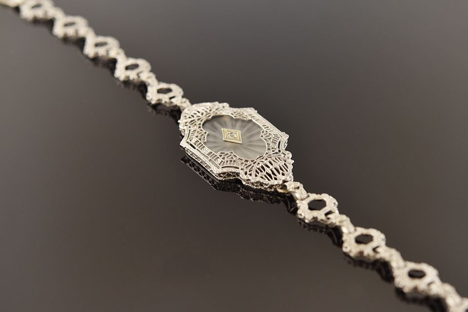 Rock Crystal &amp; Diamond Filigree Bracelet
