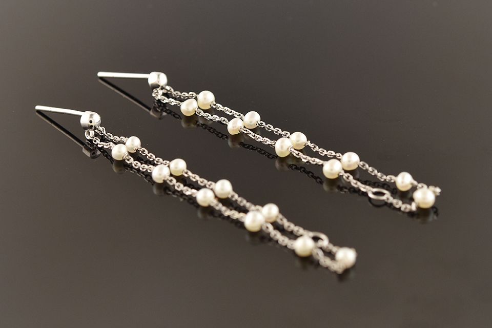 Modern Cultured Pearl Loop Earrings