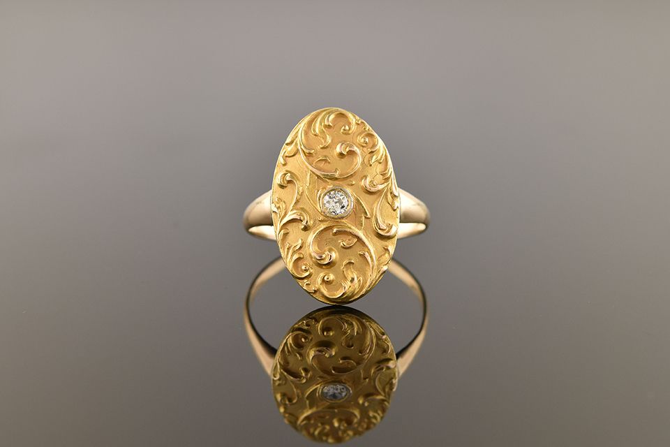 Gold Diamond Conversion Repurposed Cufflink Ring