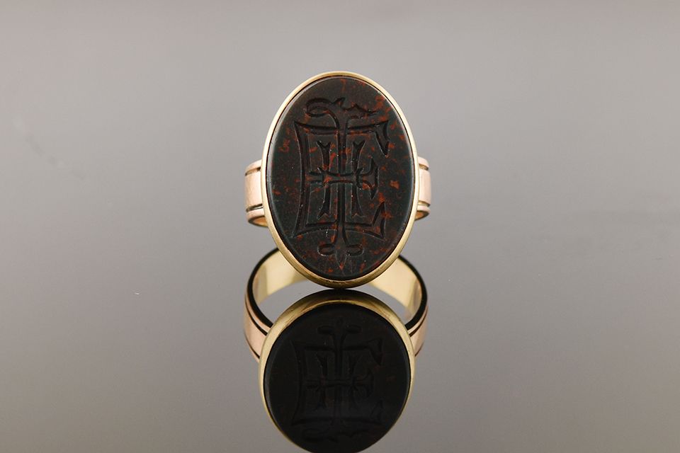 Vintage Bloodstone Intaglio Ring