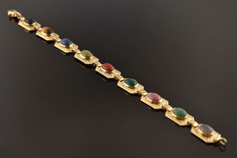Vintage Scarab Gemstone Bracelet