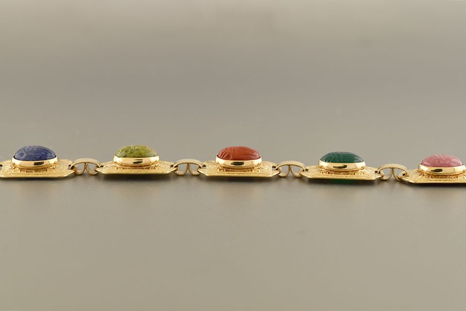 Vintage Scarab Gemstone Bracelet