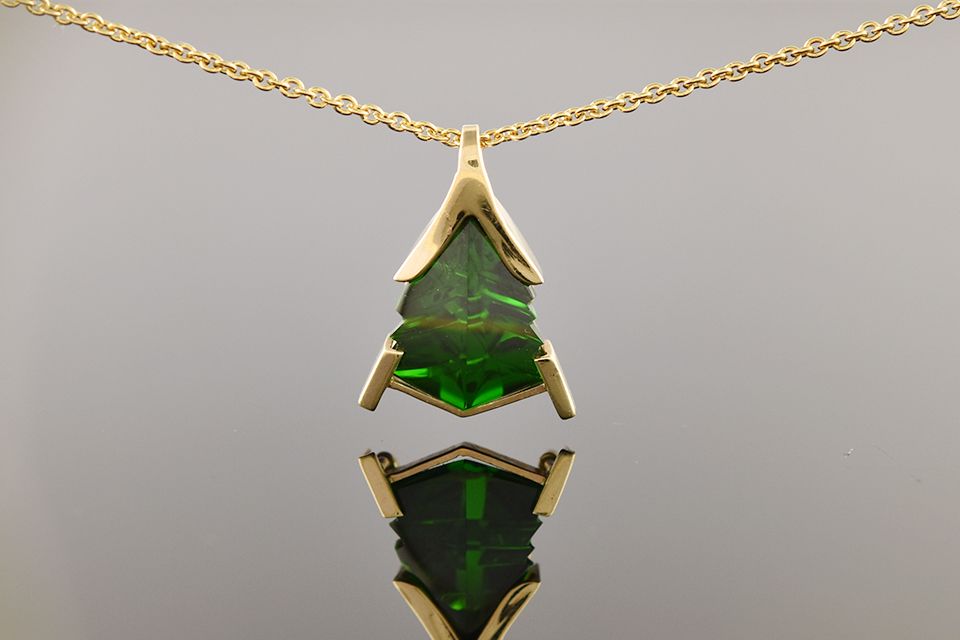 Fantasy Cut Green Tourmaline Pendant