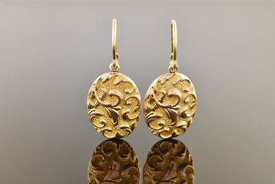 Yellow Gold Scroll Cufflink Earrings