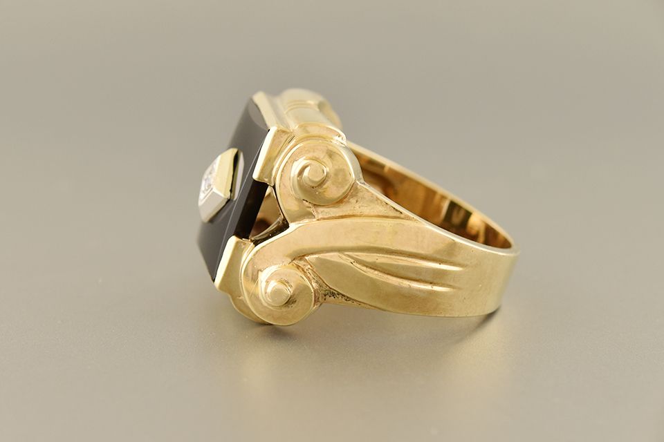 Black Onyx and Diamond Gents Ring