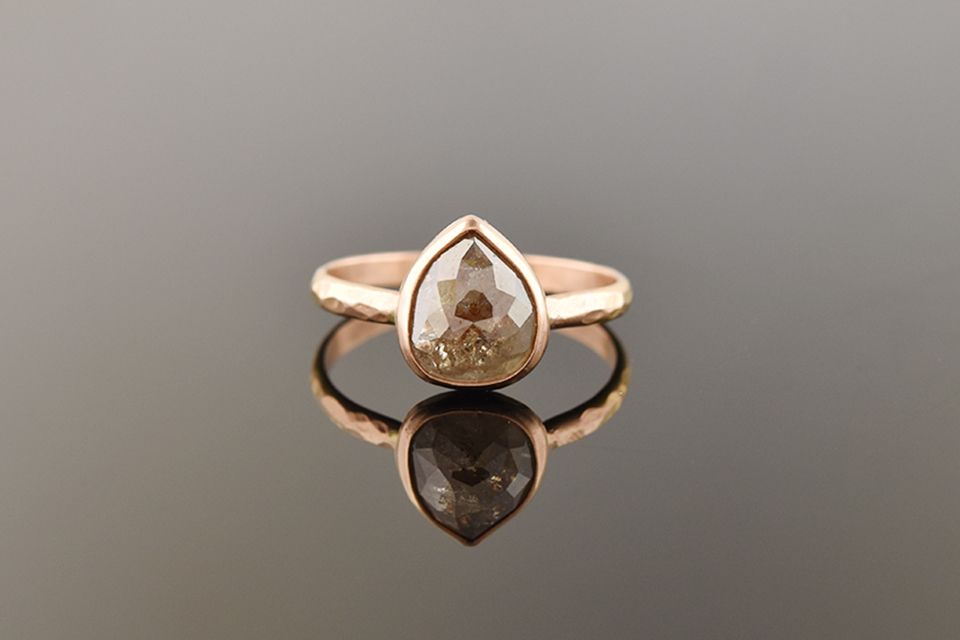 Pear Shape Rose Cut Diamond Ring