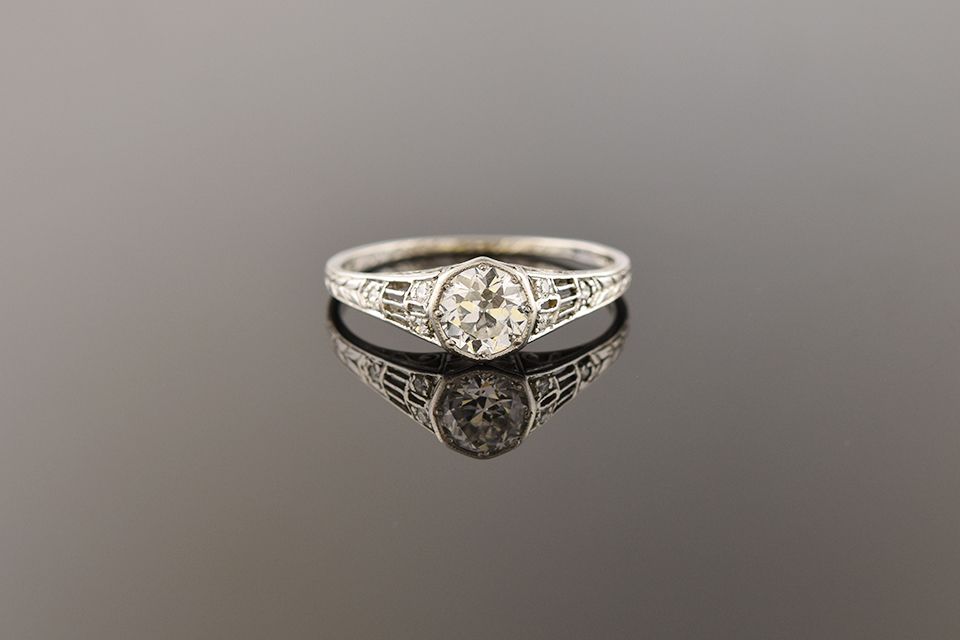 Antique Platinum Old European Cut Diamond Ring