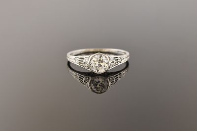 Antique Platinum Old European Cut Diamond Ring Antique Platinum Old European Cut Diamond Ring