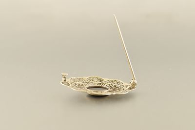 Art Deco Filigree Onyx Brooch