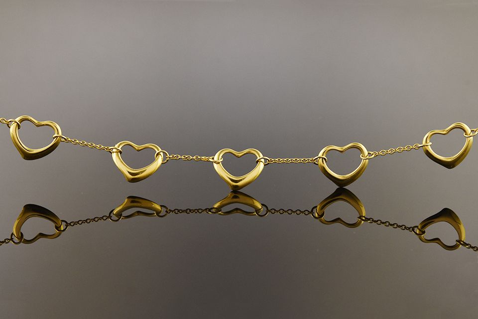 Yellow Gold Five Heart Necklace