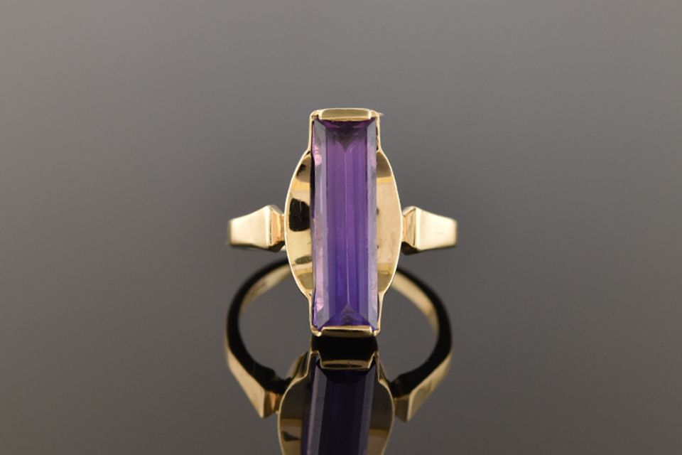 Vintage Yellow Gold Purple Gemstone Ring