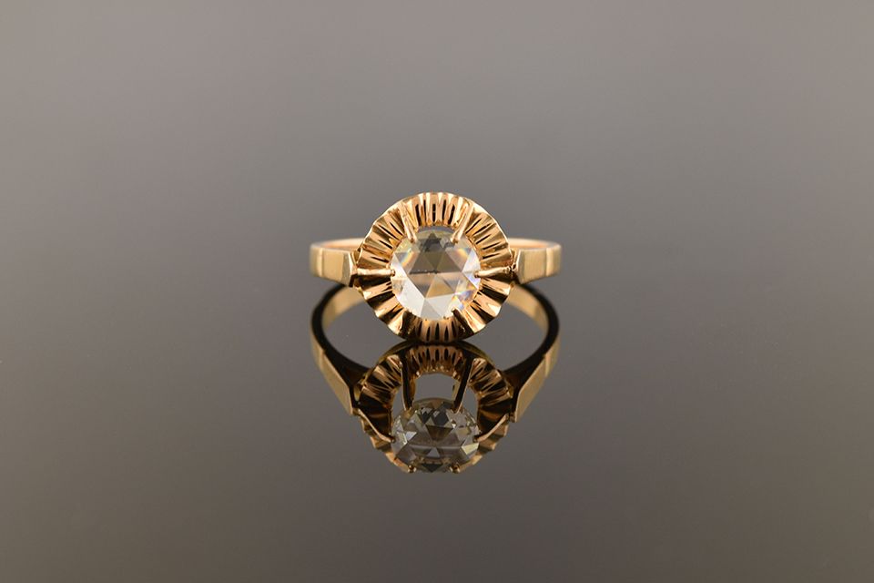 Rose Cut Diamond Solitaire Ring