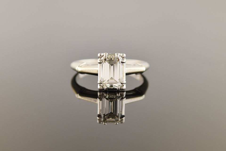 Vintage Emerald Cut Diamond Solitaire Ring