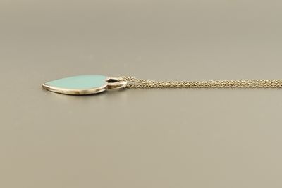 Tiffany &amp; Co. Sterling Silver Blue Enamel Heart Tag Pendant