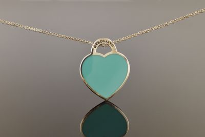 Tiffany &amp; Co. Sterling Silver Blue Enamel Heart Tag Pendant