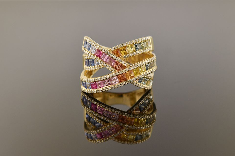 Effy Watercolors Multi-Colored Sapphire &amp; Diamond Ring