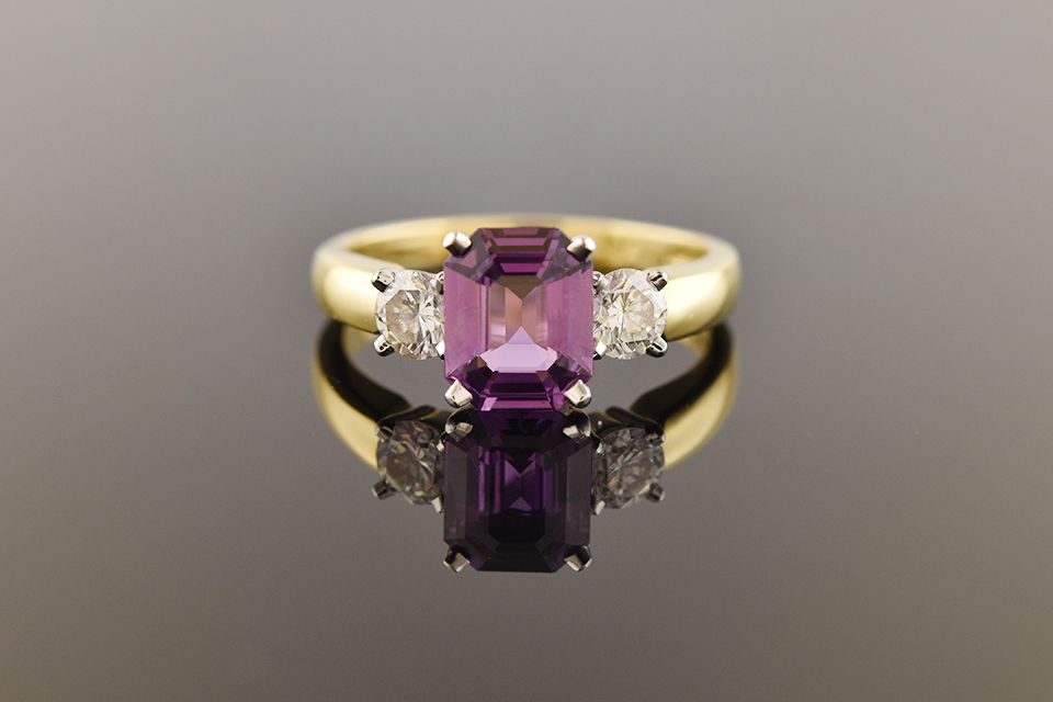 Yellow Gold &amp; Platinum Purple Sapphire Ring