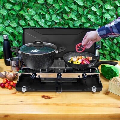 Portable Double Camping Grill and Stove