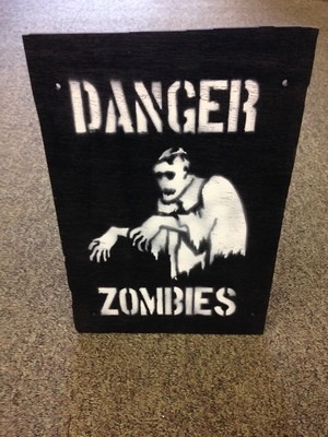 Danger Zombies Wooden Sign