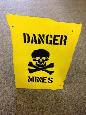 Danger Mines Wooden Sign