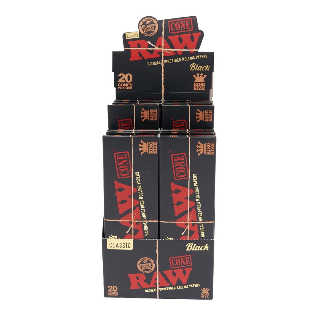Raw King Size Black Cones 20count