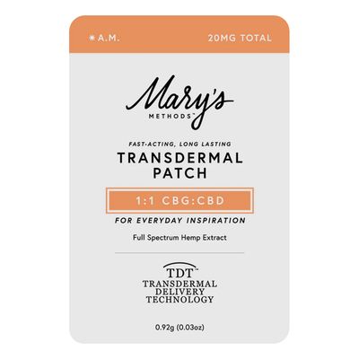Mary's Nutritionals CBD|CBG Transdermal Patch