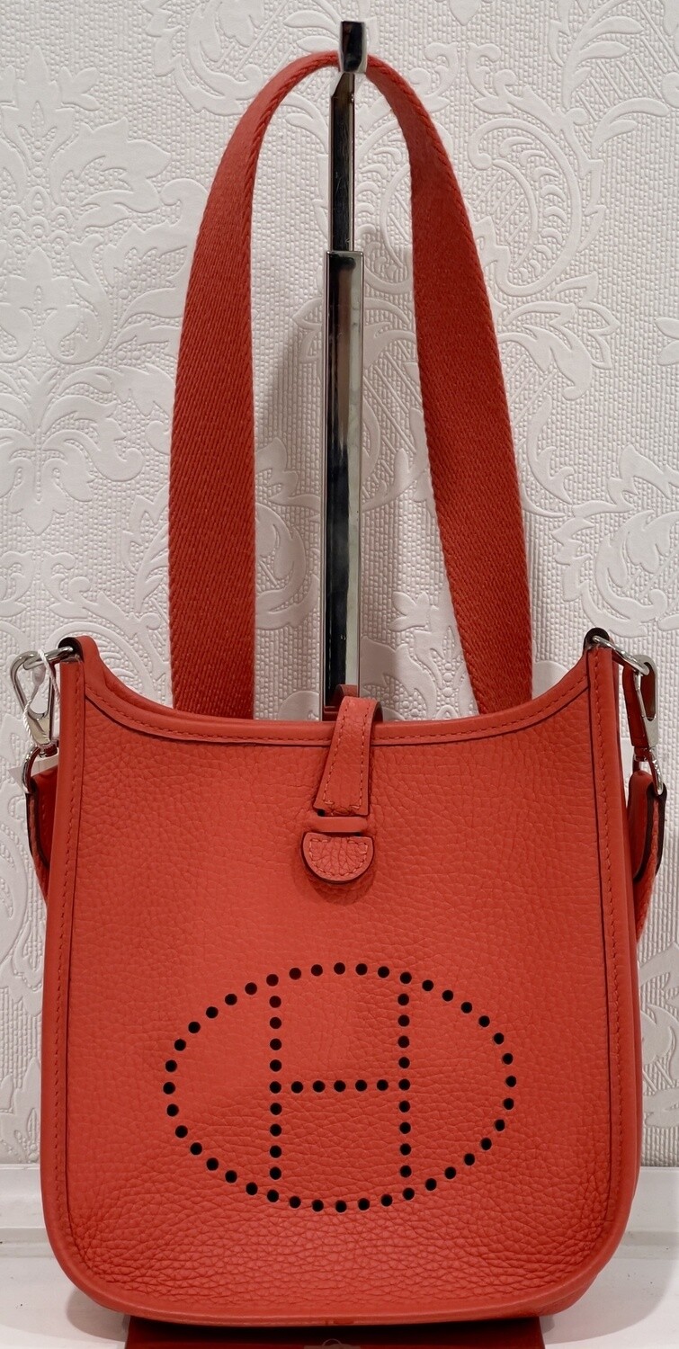 Hermes Rose Jaipur Clemence Mini Evelyn TPM 16 Palladium Hardware