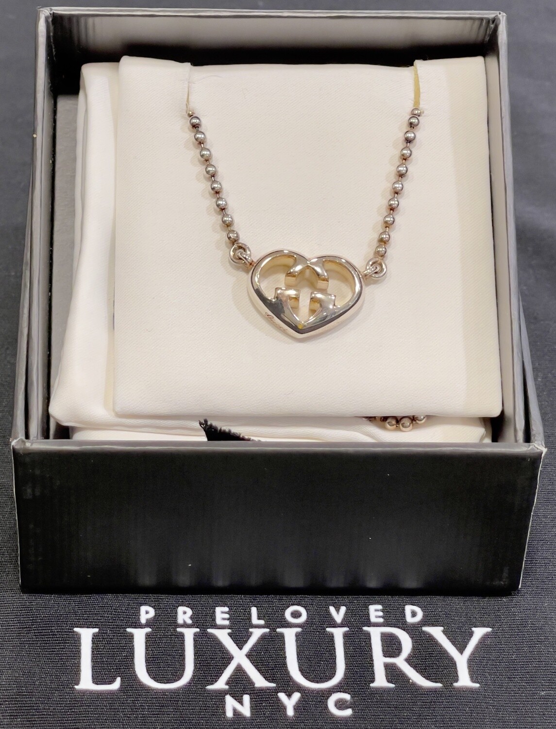 Gucci Interlocking G Heart Pendant Necklace 925