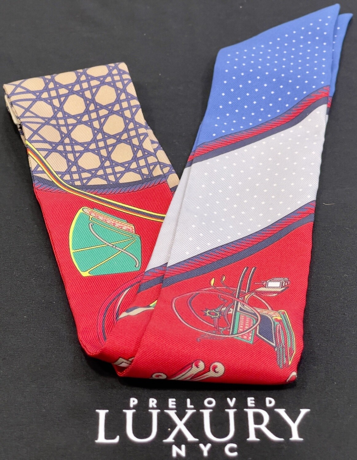Hermes Twilly Red, Blue &amp; Grey